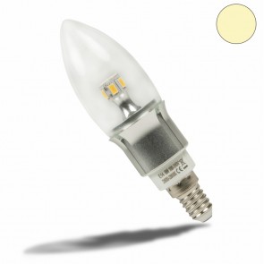 E14 LED Kerze chrom, 5 Watt, klar, warmweiss, dimmbar-35037