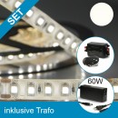 SET LED Silikon-Flexband neutralweiss + 60W Trafo + Dimmer