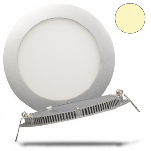LED Einbauleuchte Panel Flach, rund, silber, 10 Watt, warmweiß-32450