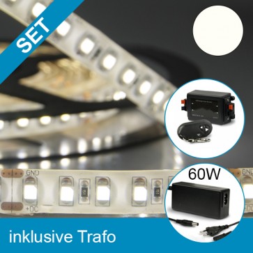 SET LED Silikon-Flexband neutralweiss + 60W Trafo + Dimmer-39260
